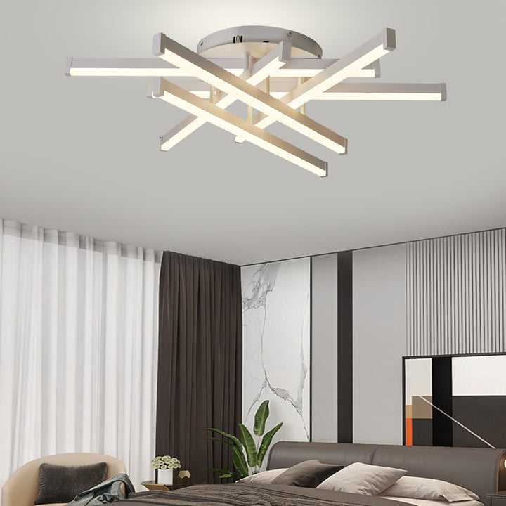 Lustra LED cu telecomandă, 760×760×180 mm, 144W, 3300K–6500K, finisaj alb, F2825/6 WT