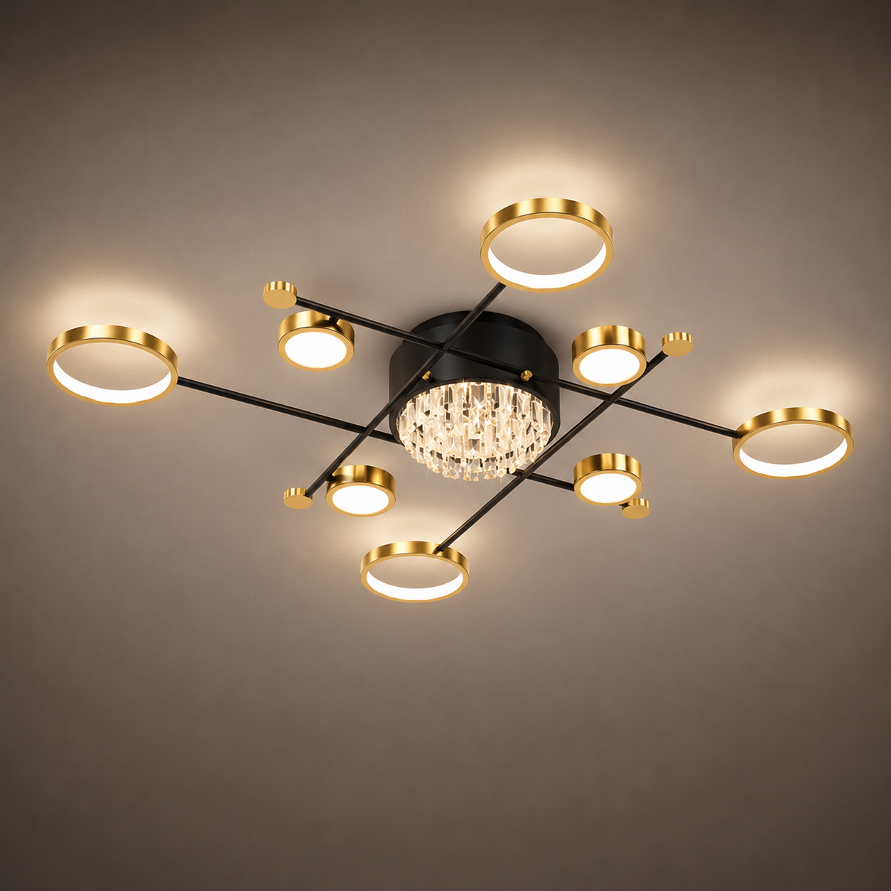 Lustra LED L7821/4+3 – 138W, Design Modern cu Brate Multiple