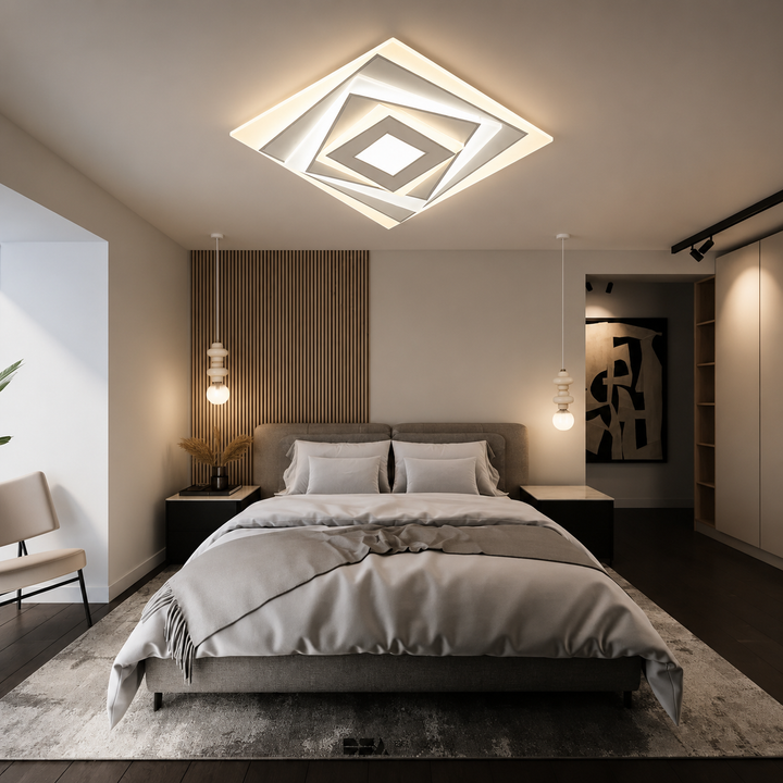 Plafoniera LED patrata 84W, 300×300 mm, lumină reglabila 3000–6500K – model 6040/300WH+CR