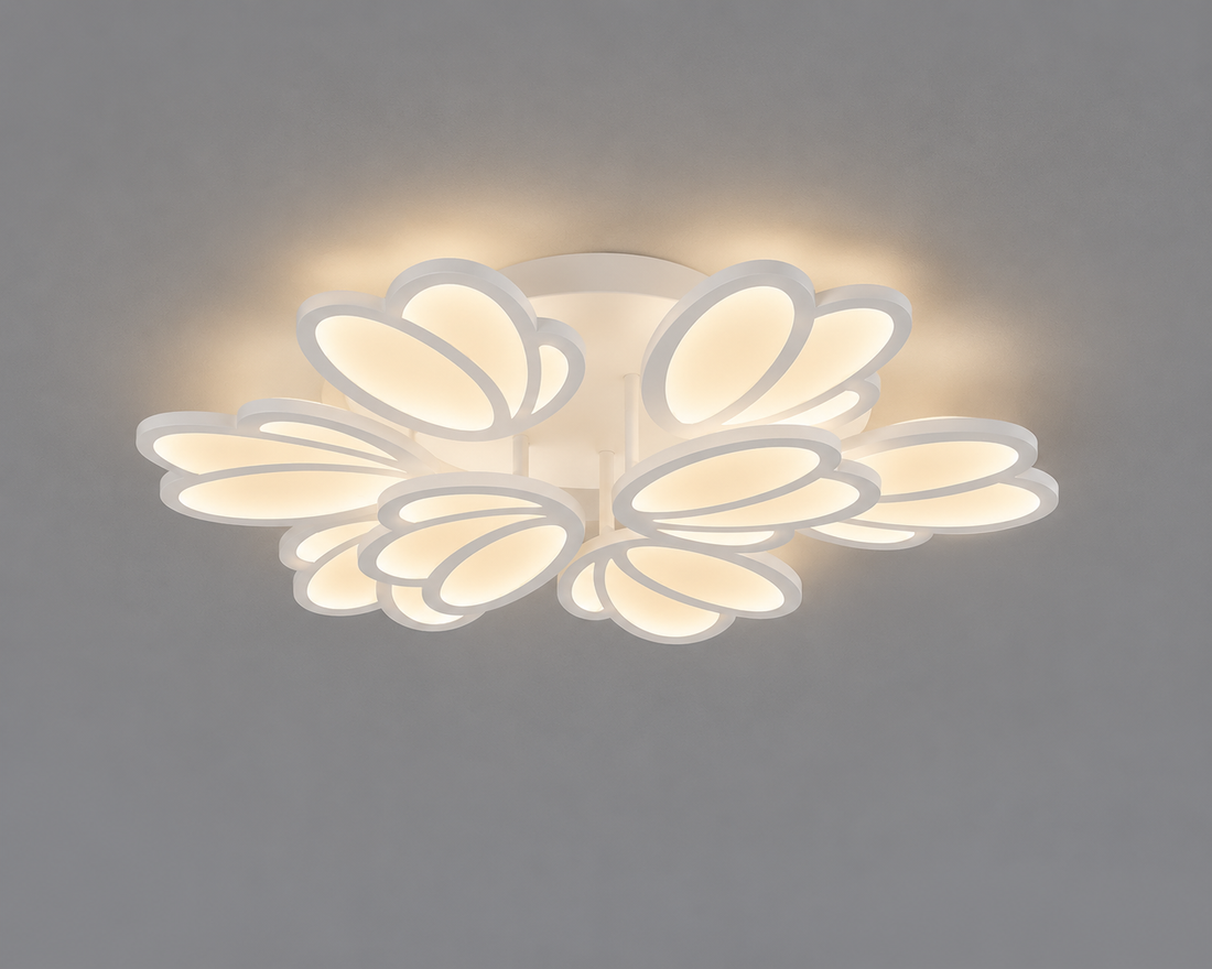 Lustră LED cu telecomandă 8101-6+3 – 198W, Ø720 mm, Design Floral 3D, Lumină Reglabilă 3000K-6500K