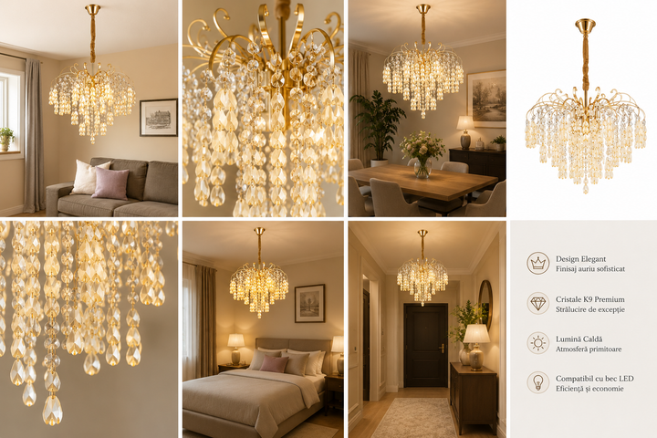 Candelabru elegant cu aspect de frunze, Ø470×H420 mm, E27 max 60W×5, 98195/5