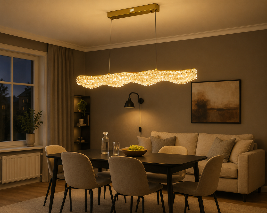 Pendul LED modern 76W, finisaj auriu, L980×W90×H140 mm – model 5558/1000 FGD