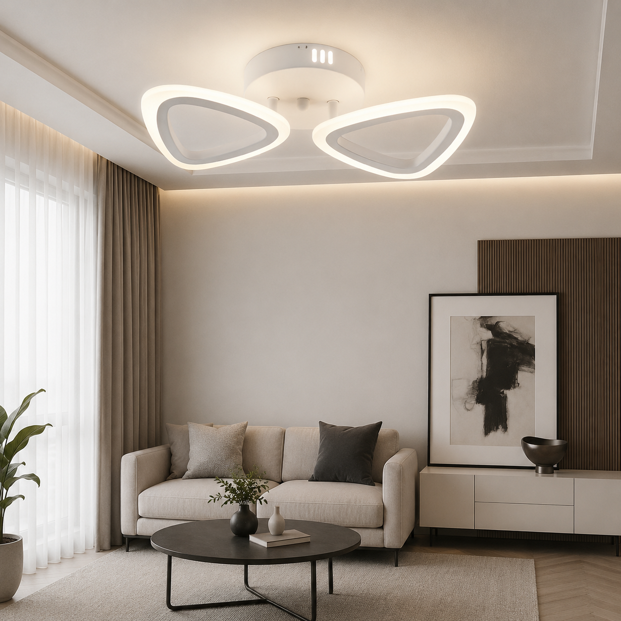 Lustra LED 24W cu telecomanda, 410x195x80 mm, lumină reglabilă 3000–6500K – model X19419/2A