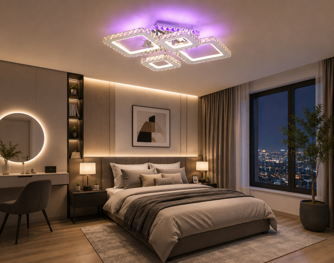 LUSTRA LED ELEGANTA, 2886/2+2 – DESIGN GEOMETRIC CU LUMINĂ PUTERNICĂ ȘI TELECOMANDĂ.