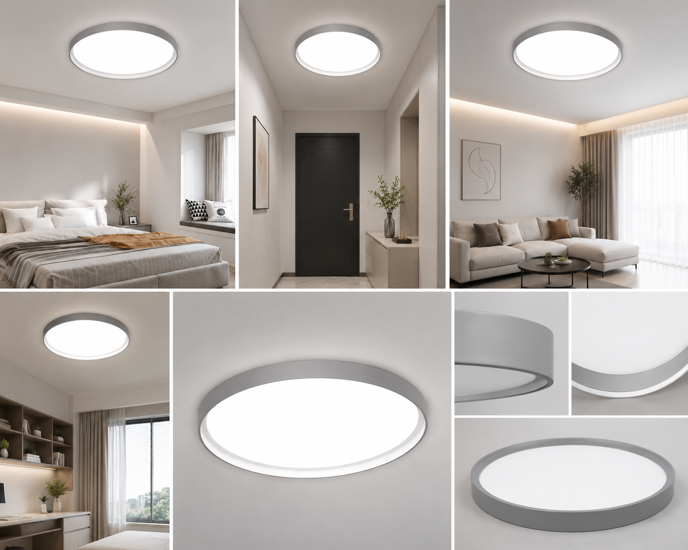 Plafoniera LED rotundă gri 42W, Ø370 mm, lumină reglabilă 3000K / 4500K / 6500K ML-007/370GRI