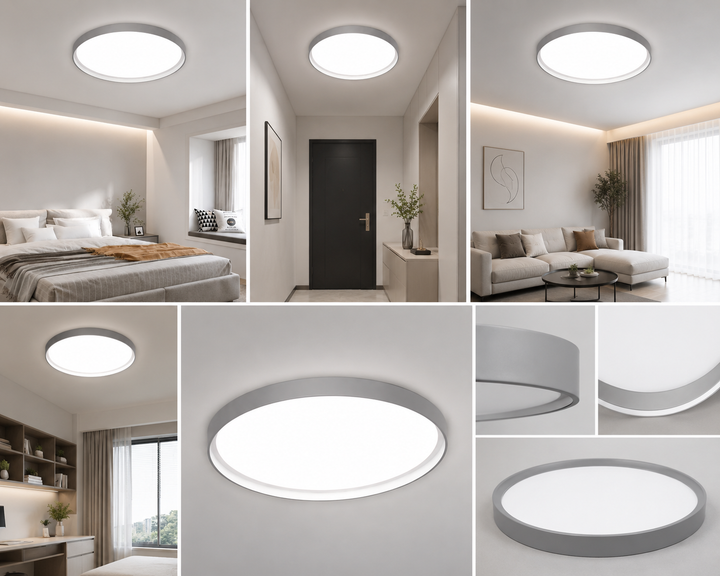 Plafoniera LED rotundă gri 42W, Ø370 mm, lumină reglabilă 3000K / 4500K / 6500K ML-007/370GRI
