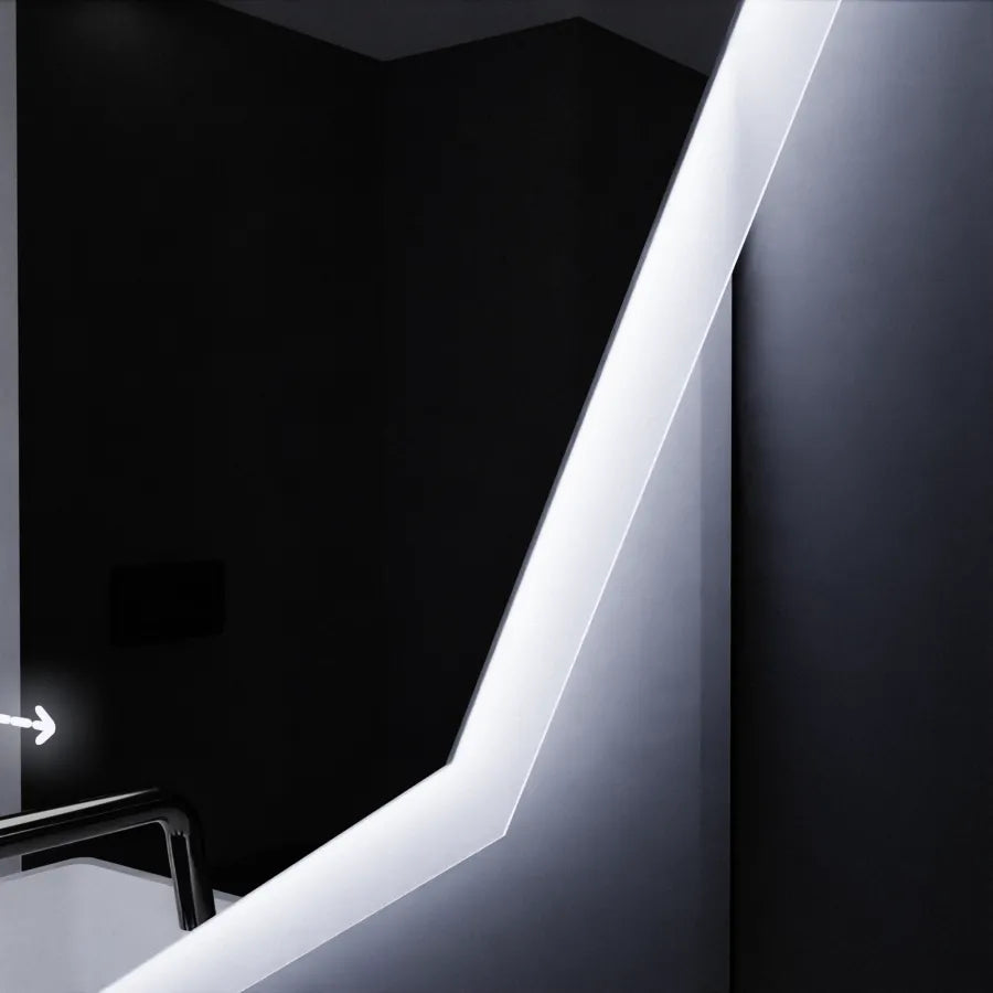 Oglindă LED 70×70 cm cu senzor, dezaburire, ceas digital și afișaj temperatură