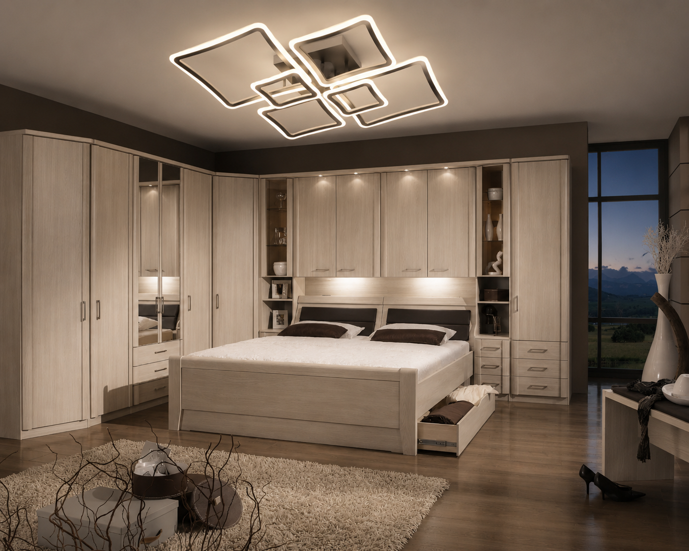 Lustra LED Design Geometric 168W cu Telecomandă | Model 6041-4+2