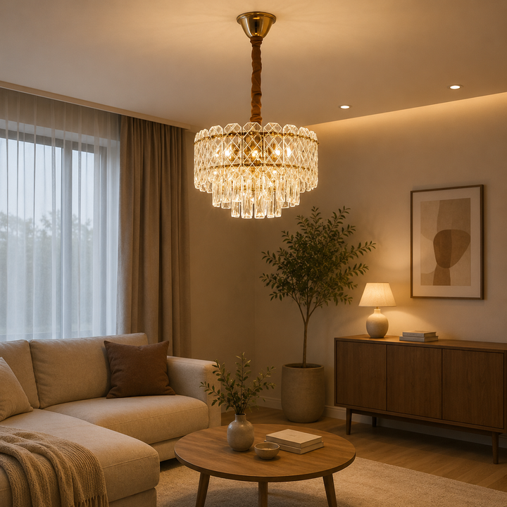 Candelabru decorativ cu 5 becuri E27 – Model 98046/400FG, Ø400 mm, finisaj auriu