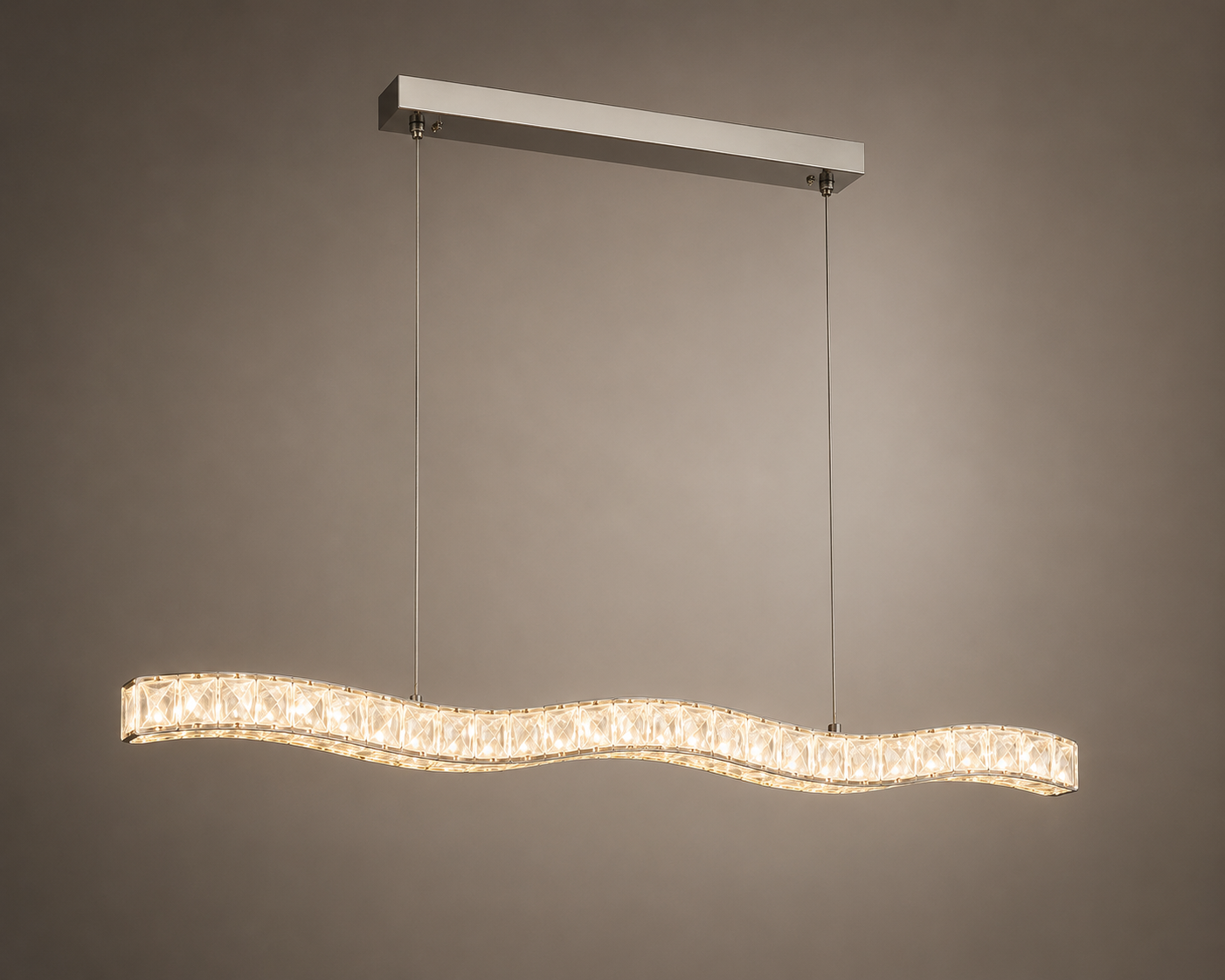 Pendul LED cu cristale, 56W, 800×100×1500 mm, lumină reglabilă 3000K–6500K, telecomandă inclusă