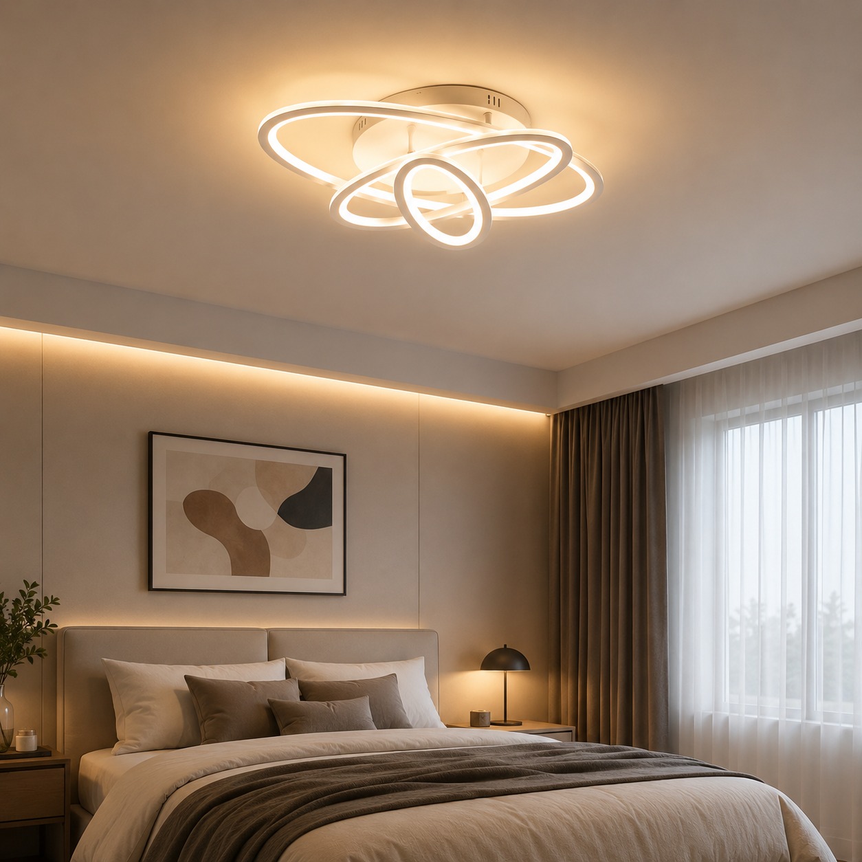 LUSTRĂ LED 19082/3 WH CU TELECOMANDA,LUMINA REGLABILĂ 3000K-6500K