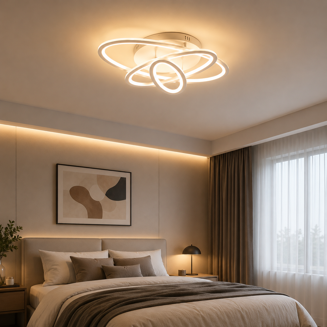 LUSTRĂ LED 19082/3 WH CU TELECOMANDA,LUMINA REGLABILĂ 3000K-6500K