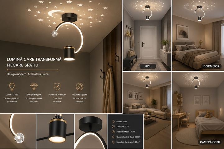 Lustră LED L7676/1 – 34W, Modernă, cu3 faze de lumina