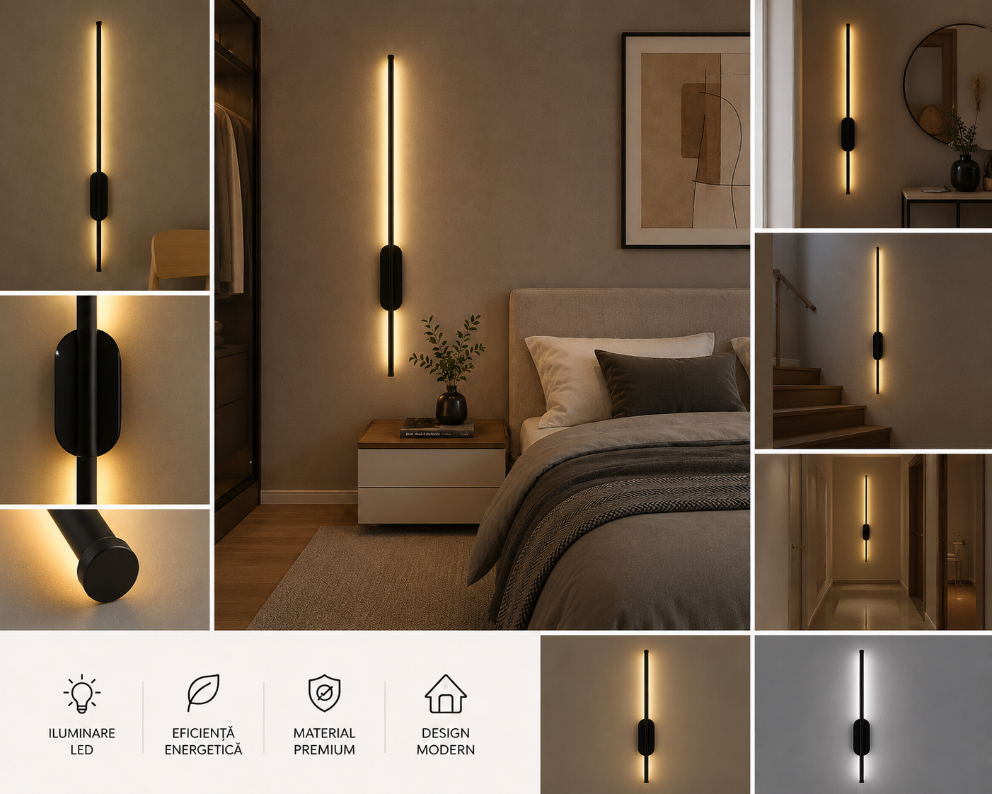 Aplica LED liniară neagrA 80 cm, Model 59011/800BK