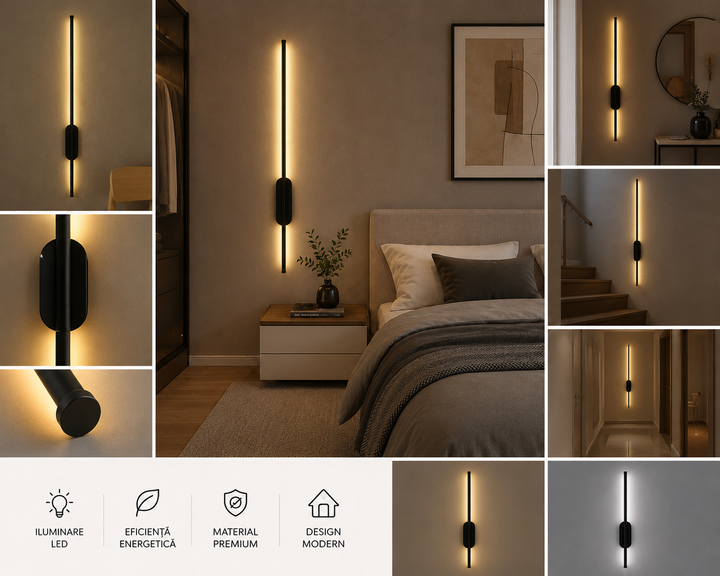 Aplica LED liniară neagrA 80 cm, Model 59011/800BK