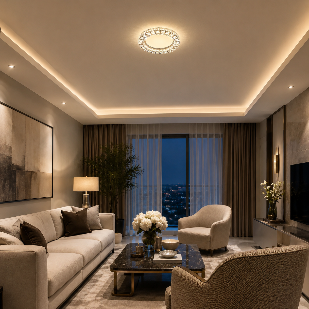 Lustra LED cu 3 faze de lumini, 2966/300, 56W