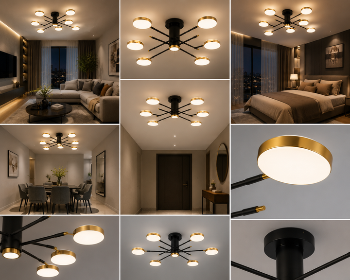 Lustra LED L7680/8+1 – 154W, Design Elegant cu Brațe Multiple și Telecomandă