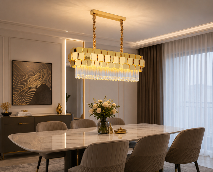 Candelabru Modern cu Cristale și Finisaj Auriu –  5580/800+300 FGD