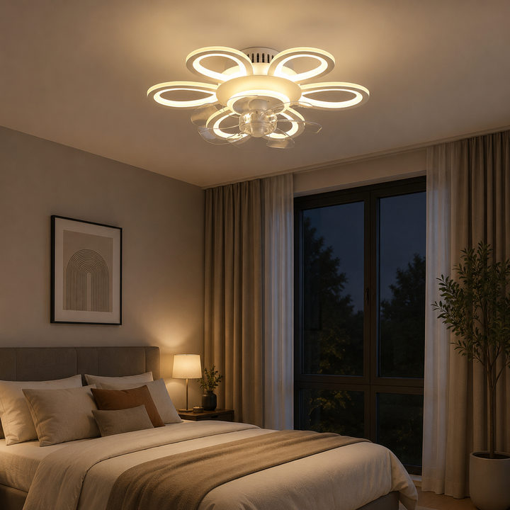 Lustra led cu Ventilator si  telecomanda – 116W, D535xH120 mm, Alb, 3000–6500K 26142/3