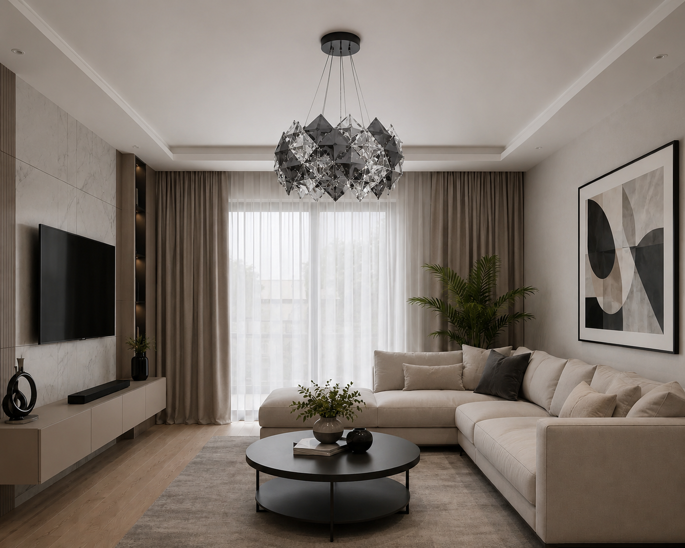 Candelabru modern cu 8 becuri E27 – Model 89005/600CR, Ø600 mm, finisaj crom lucios