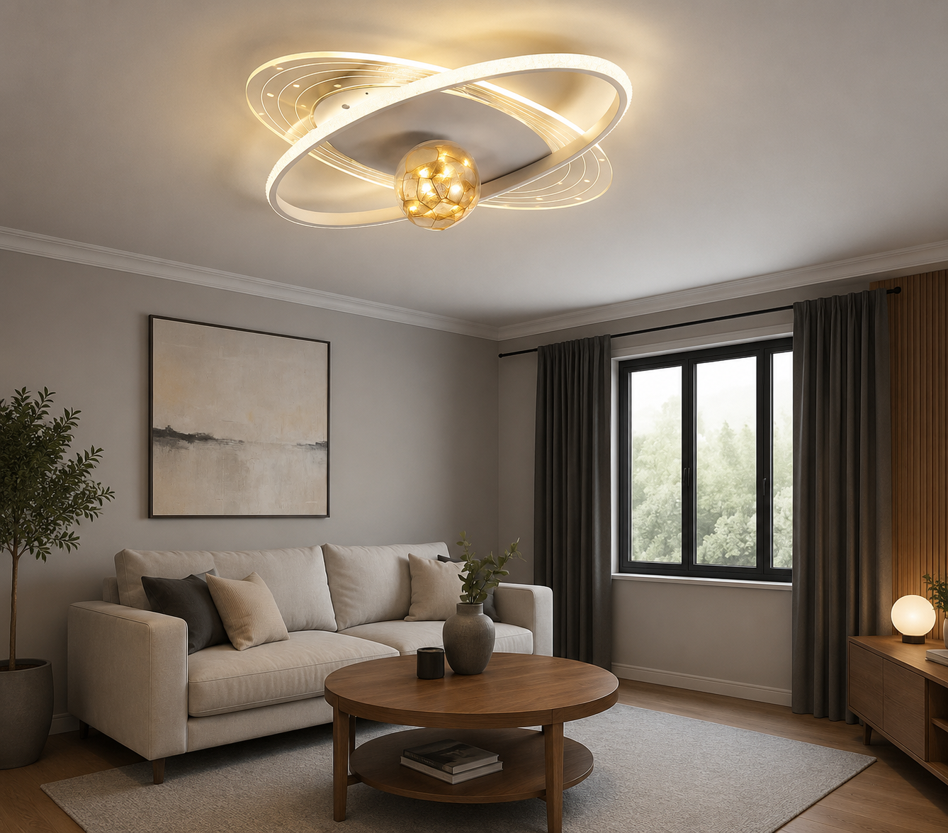 Lustra LED cu telecomanda, 102 W, Ø ≈ 600 mm, temperatură reglabila 2800–6500 K – model SX8680