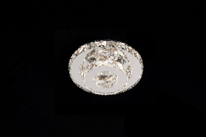 Aplica LED Cristal Moderna cu Telecomanda, 46W, 3 Trepte de Lumina, Ø25cm, Alb Rece-Cald