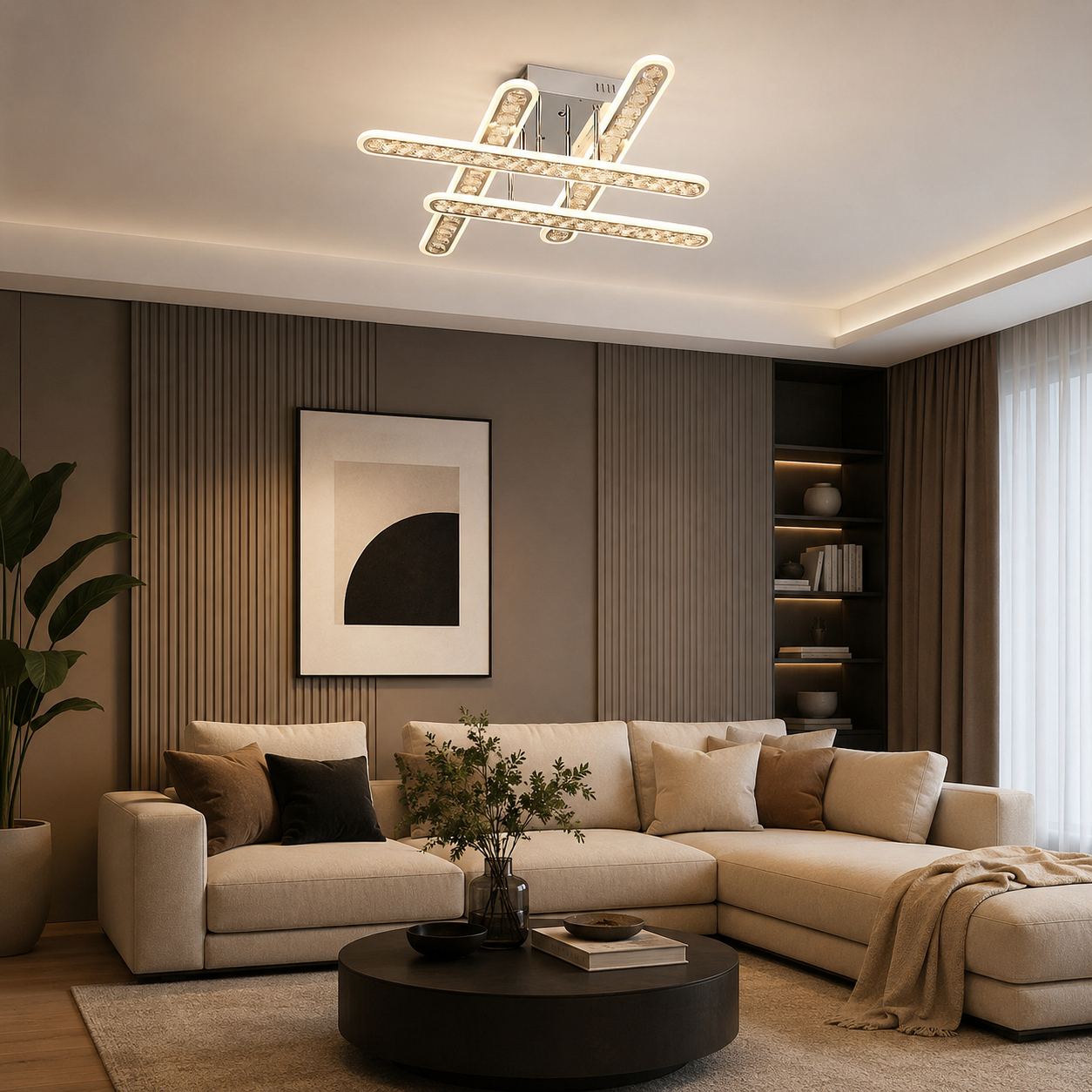 Lustra LED cu Telecomanda, 200WW + RGB, 710×710 mm