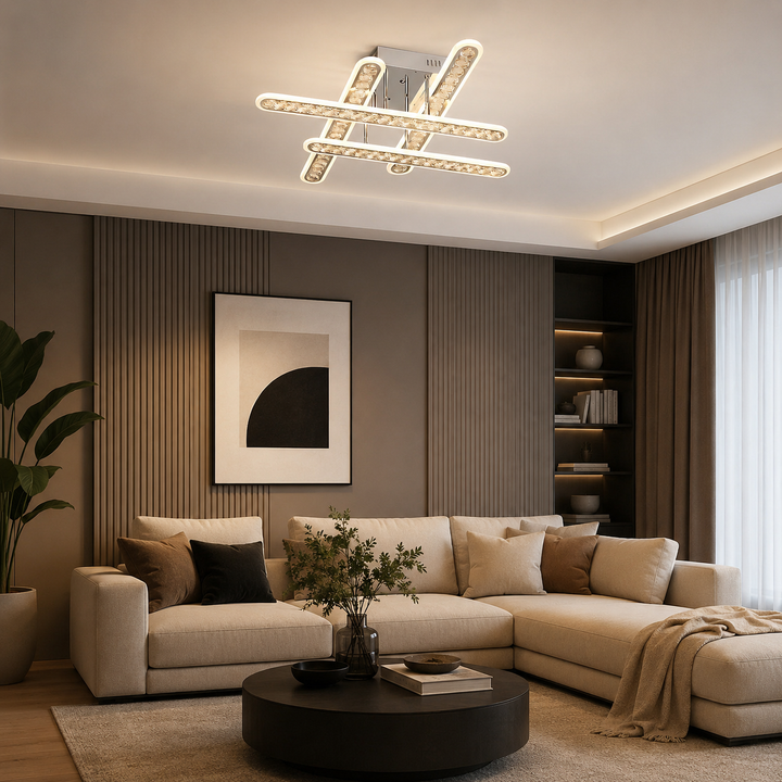 Lustra LED cu Telecomanda, 200WW + RGB, 710×710 mm