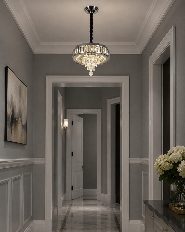Candelabru LED Ø300 cu Cristale și Telecomandă, Model 2961-300