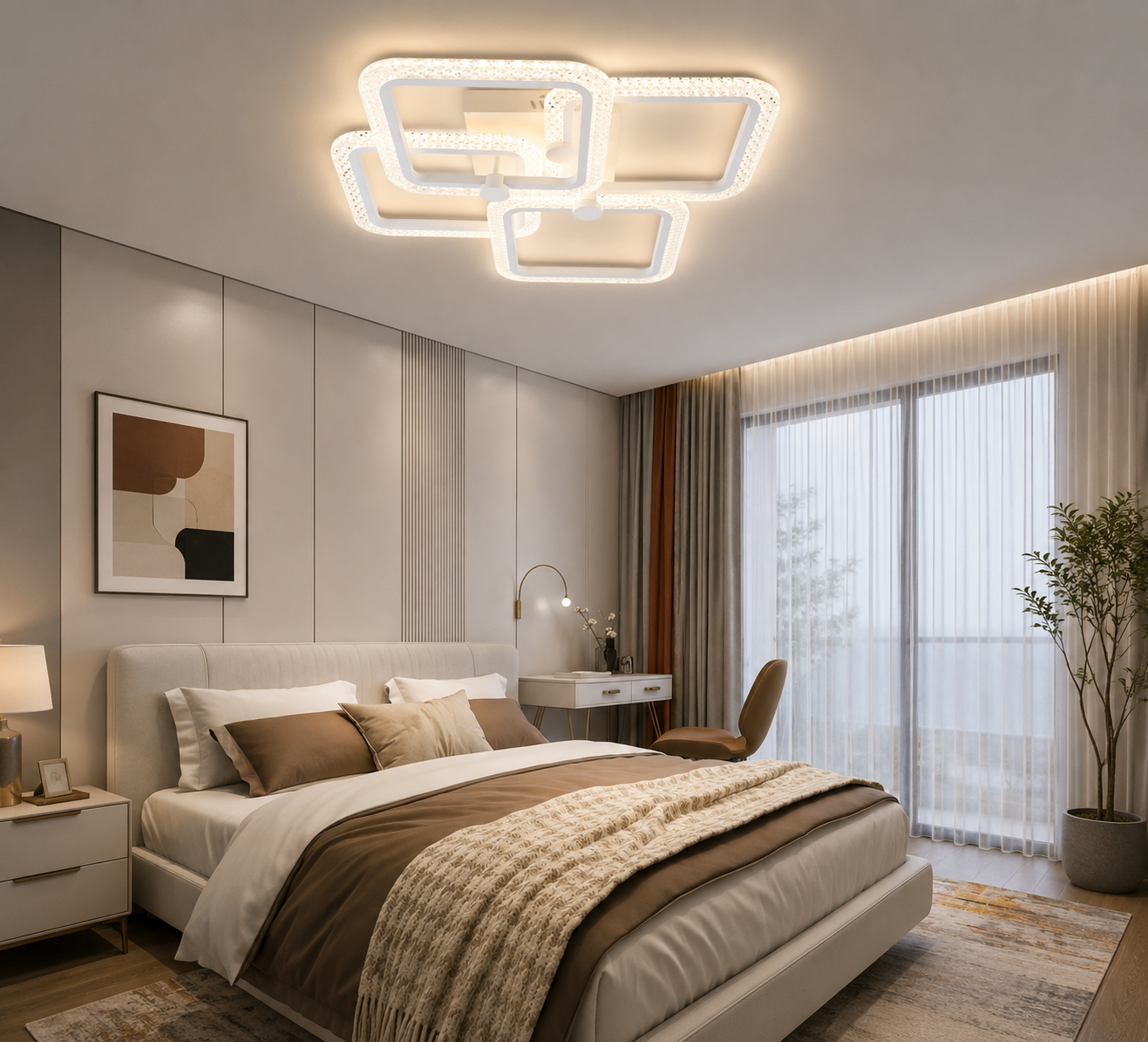 LUSTRA LED 7232/4 WH CU TELECOMANDA 120W