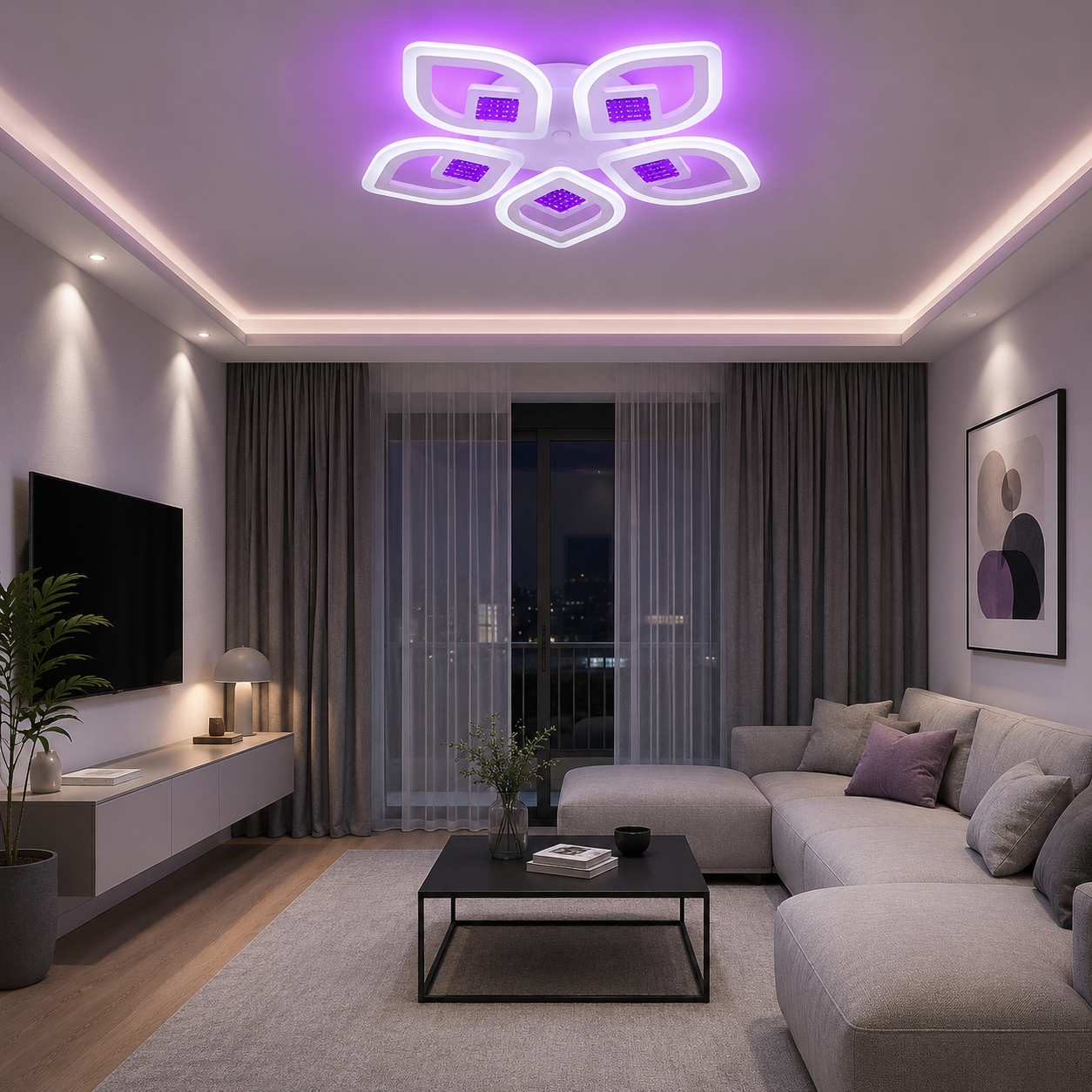 Lustra LED cu telecomandă, 100 W, Ø ≈ 510 mm, temperatură reglabilă 2800–6500 K – model 8737/5
