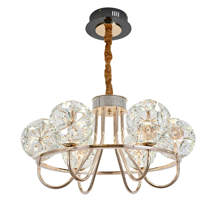 Candelabru Modern Auriu cu 6 Globuri – LED 96W, L70 cm, Stil Elegant și Luminos