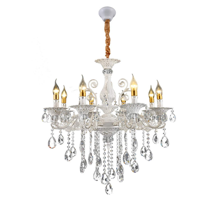 Candelabru Clasic cu Cristale, 8×E14, Ø74 cm, Finisaj Argintiu Elegant
