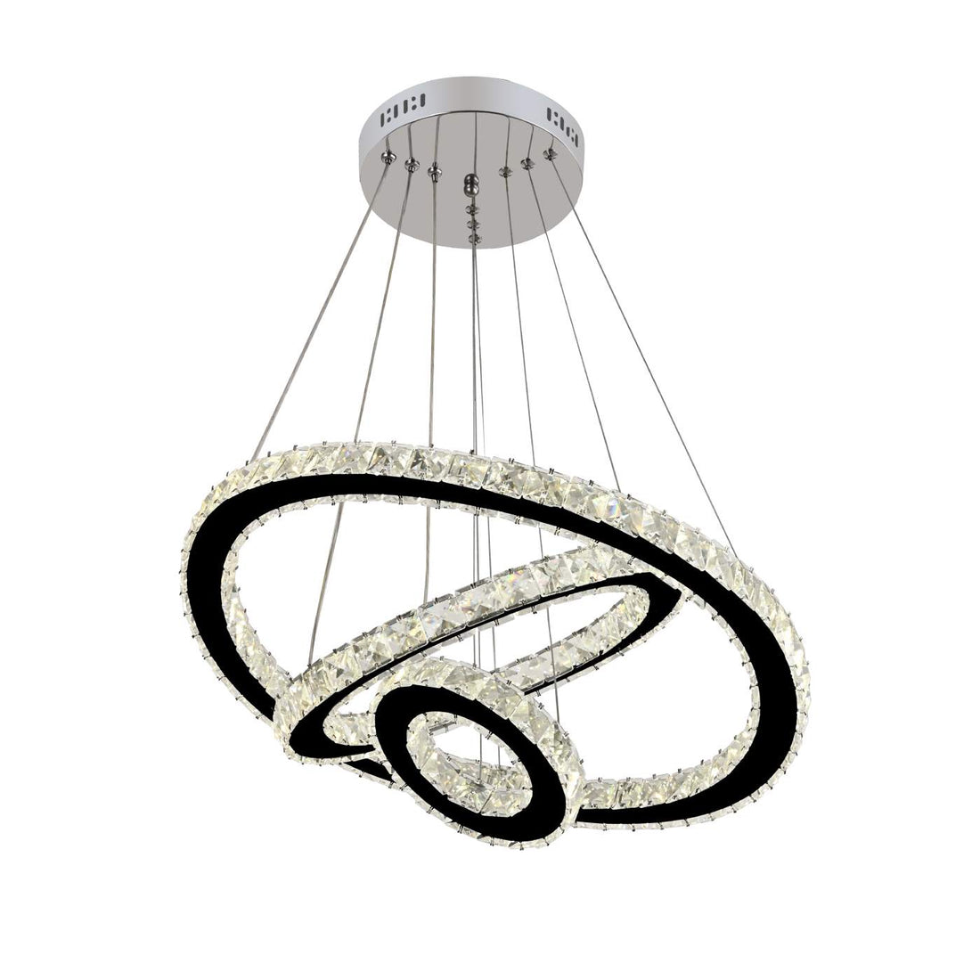 Candelabru LED cu 3 Inele Suspendate – 3×58W, Ø55 cm, cu Telecomanda si Culoare Reglabila
