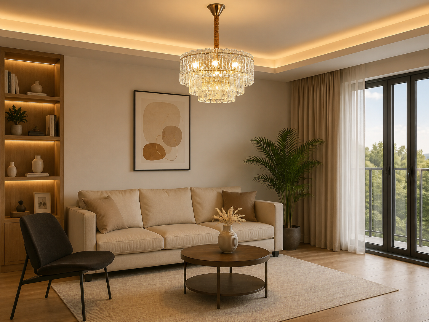 Candelabru cu 6 becuri E27 – Model 98046/500FG, Ø500 mm, finisaj auriu elegant