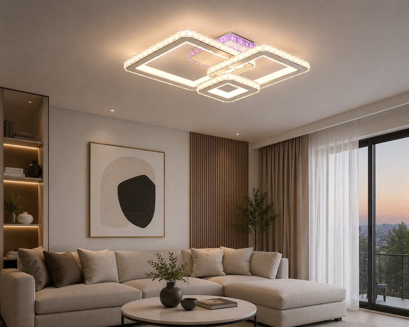 Lustra LED moderna alb si crom cu cristale – L7965/3CZ WH+CR