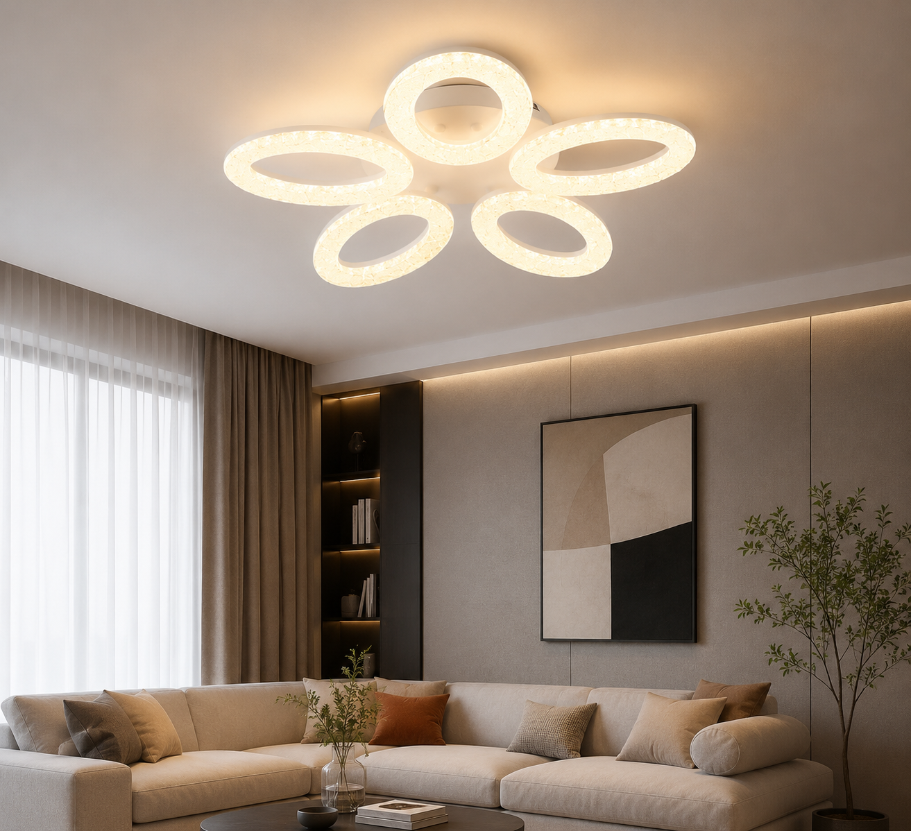 Lustra LED moderna cu telecomanda, 100W, Ø580 mm – SX8909/5S