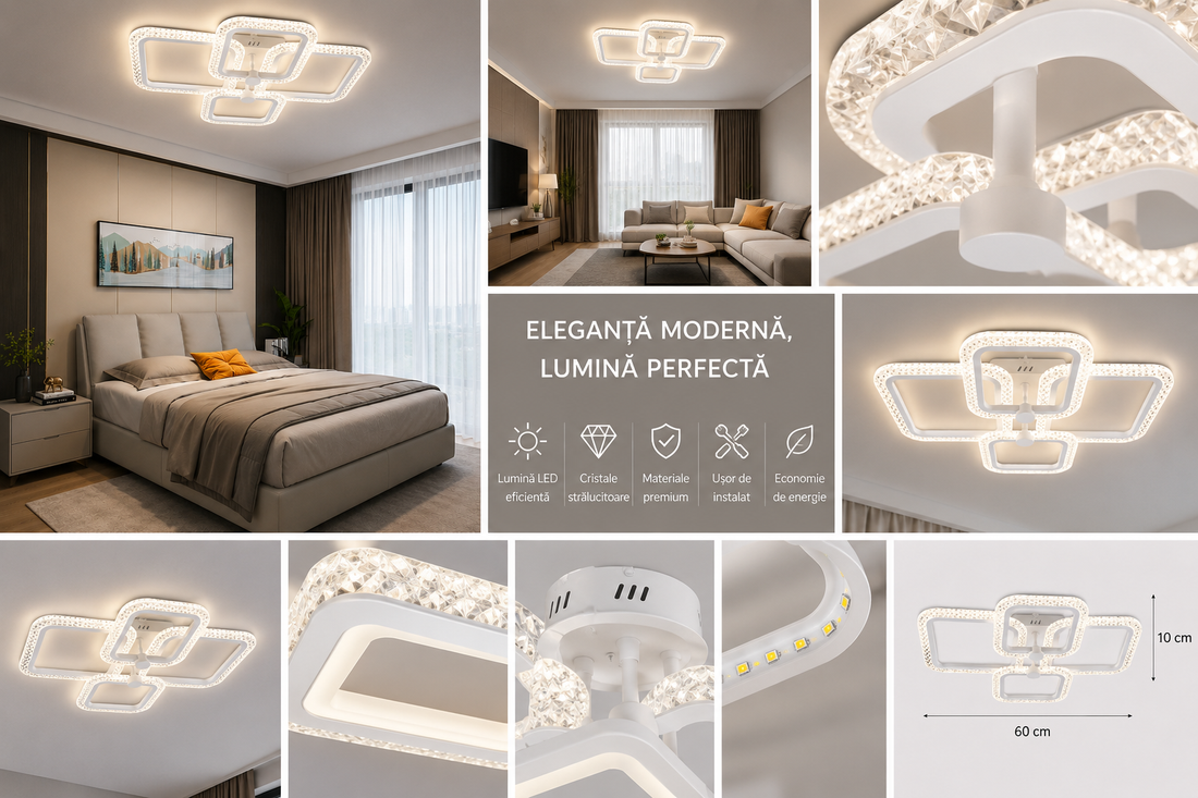 Lustra LED 7232/2+2 WH CU TELECOMANDA 120W
