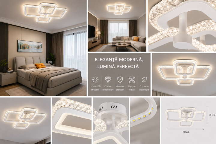 Lustra LED 7232/2+2 WH CU TELECOMANDA 120W