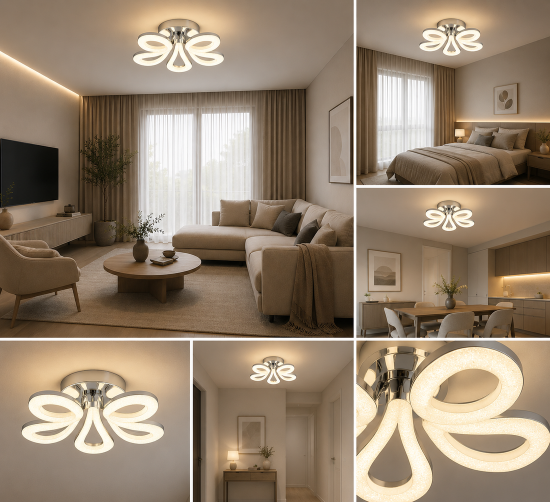 Lustra LED cu telecomandă, 500×500×170 mm, 100W, 3300K–6500K, finisaj modern, 2516/5