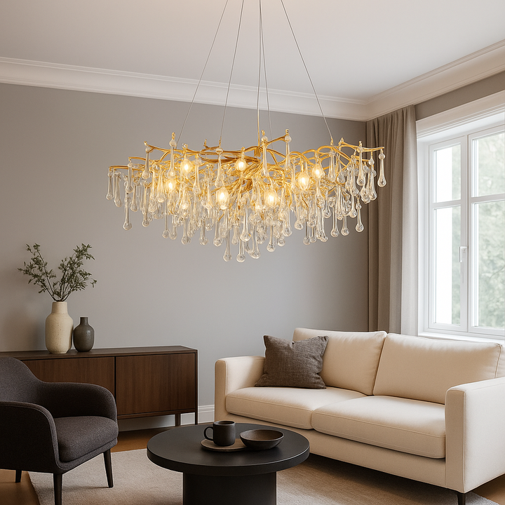 Candelabru Lux cu 176 Cristale, Ø800 mm, 12xE14, Design Aur Oxidat – Model 27137/800 OG+FGD