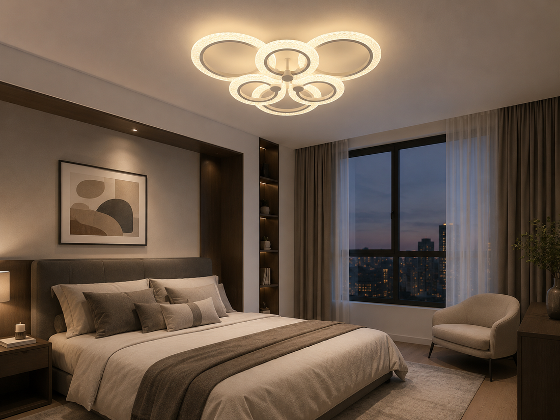 Lustra  LED Ø643×H110 mm, 2x54W, design rotund elegant cu lumină reglabilă și telecomandă 7277/4+2WH