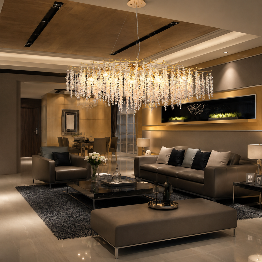 CANDELABRU DECORATIV CU 10 BECURI E14 – MODEL 27095/1200+550 OG+FGD