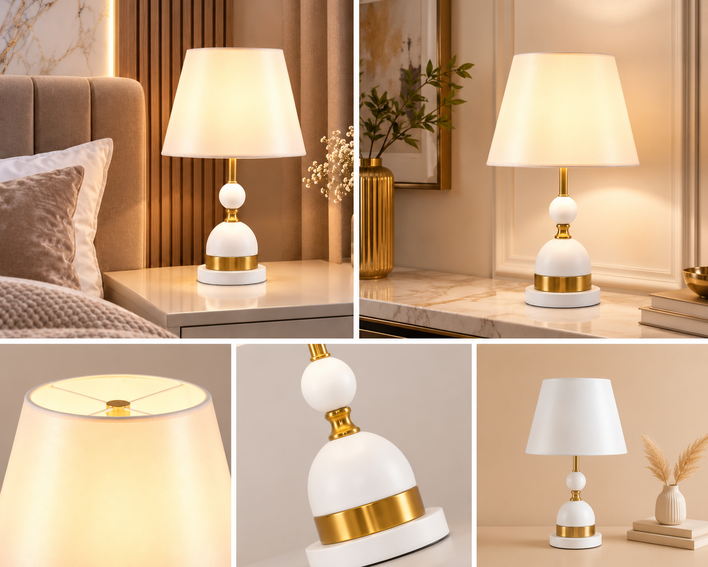 Veioza decorativa 8633, Alb, inaltime 52 cm