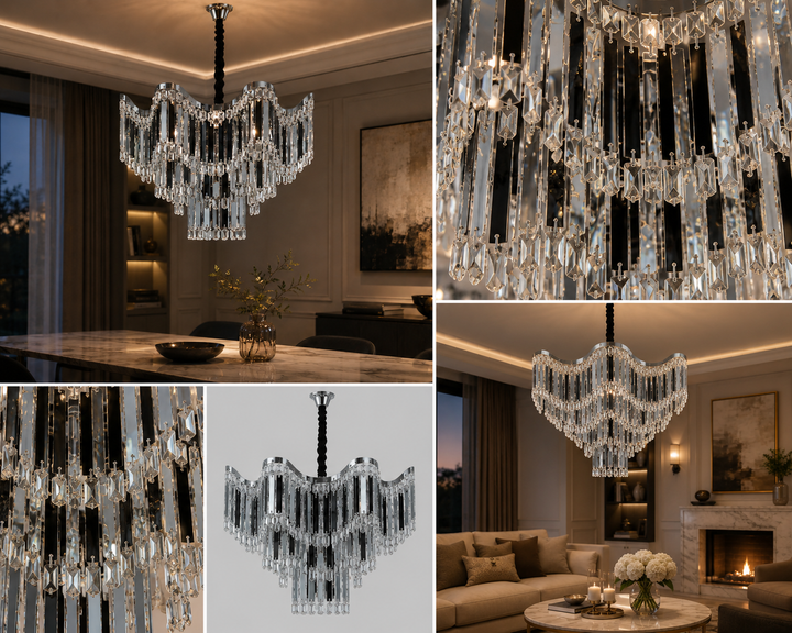 Candelabru modern, Ø600×H556 mm, E27 max 60W × 12, model 78012/600 CH