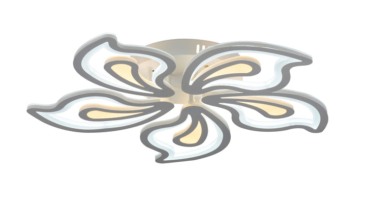 Lustră LED cu design floral, 150W, Ø690×H80 mm, lumină reglabilă 3000K–6500K, telecomandă inclusă, finisaj negru