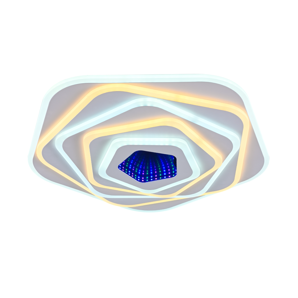 Lustra LED cu telecomanda, 240W, lumina reglabila 3000K–6500K, Ø500×H70 mm, design rotund cu sursă dublă