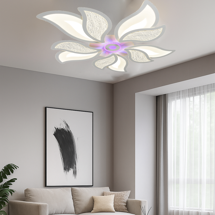 Lustra LED 238W cu telecomandă, Ø750×110 mm, lumină reglabilă 3000–6500K – model 19252/5+5+1WH