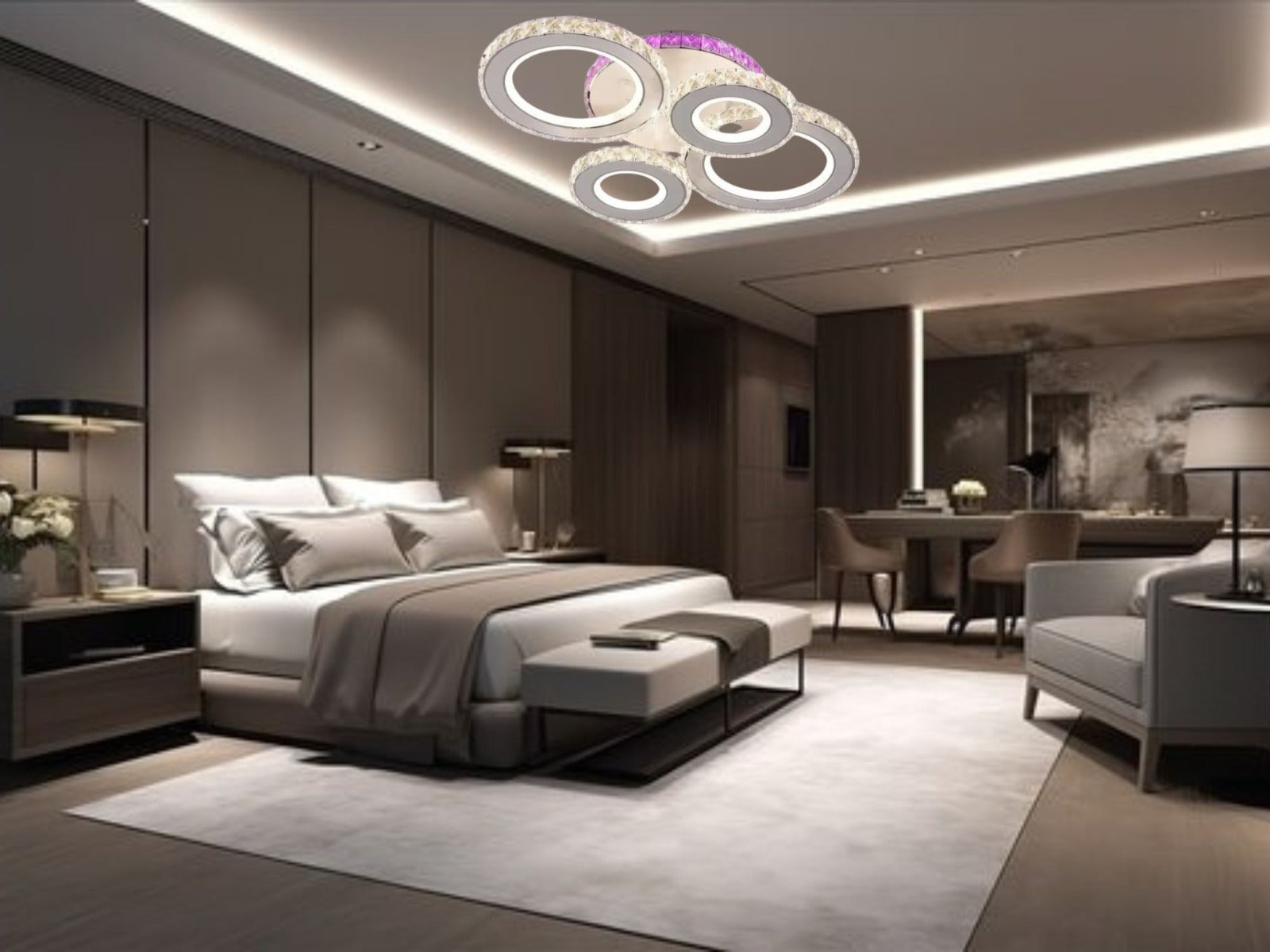 LUSTRA LED 160W CU TELECOMANDĂ, 545X445X160 MM, LUMINĂ REGLABILĂ 3000–6500K – MODEL 19373/2+2WH+CR