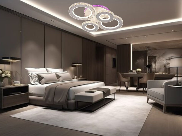 LUSTRA LED 160W CU TELECOMANDĂ, 545X445X160 MM, LUMINĂ REGLABILĂ 3000–6500K – MODEL 19373/2+2WH+CR